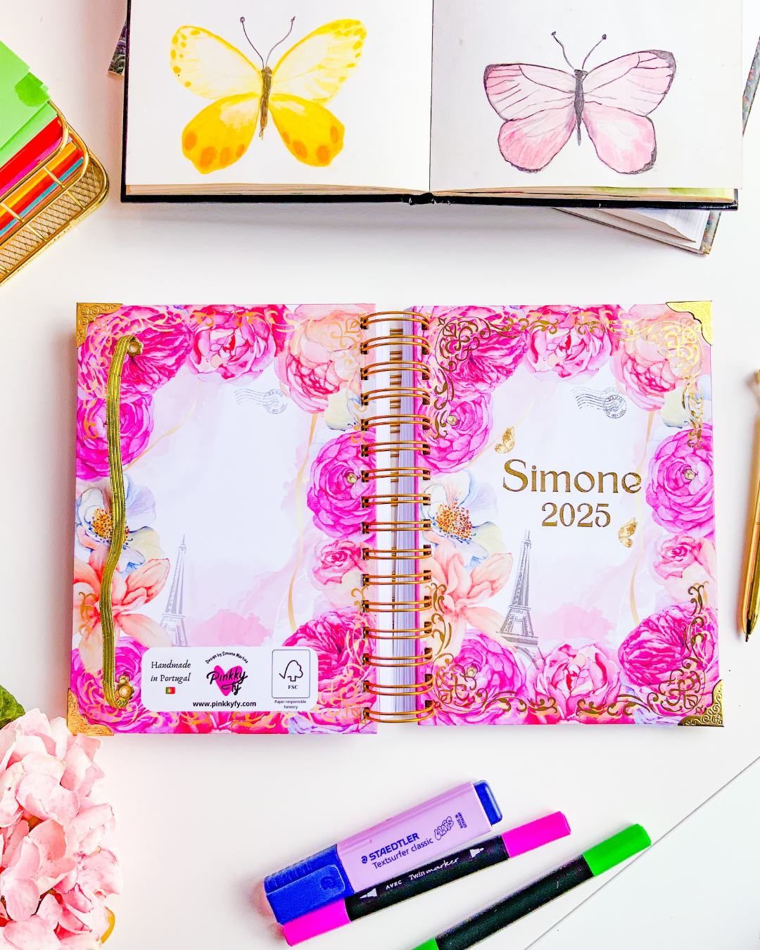 agendas cadernos e planners personalizados 2026 pinkkyfy diário semanal bullet jounal