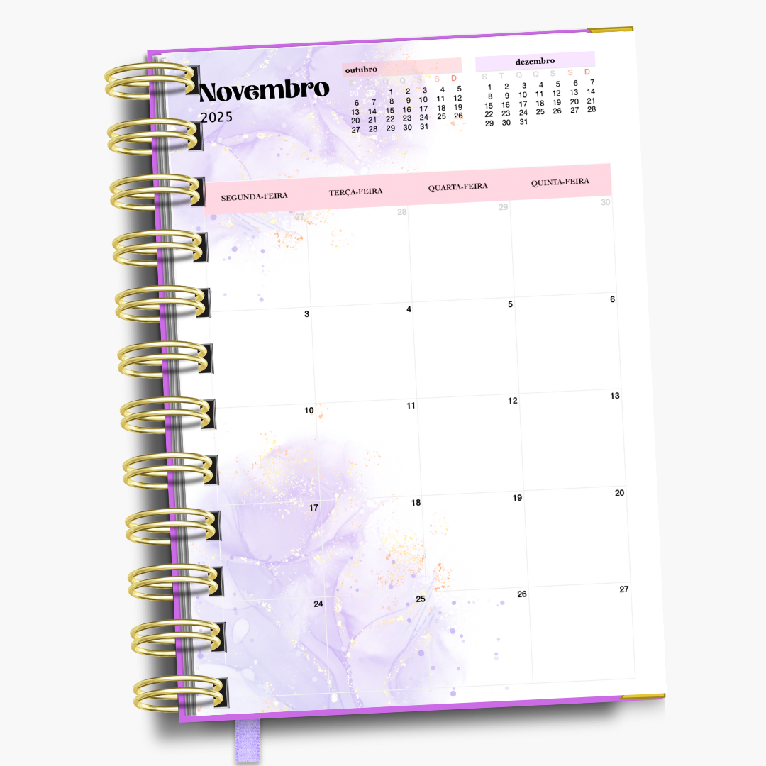 Agenda Diária Lilás Flores e Borboletas