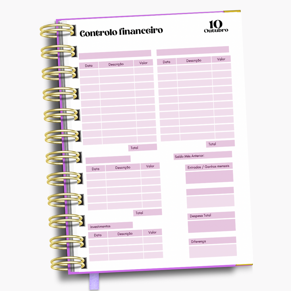 Agenda Diária Lilás Flores e Borboletas