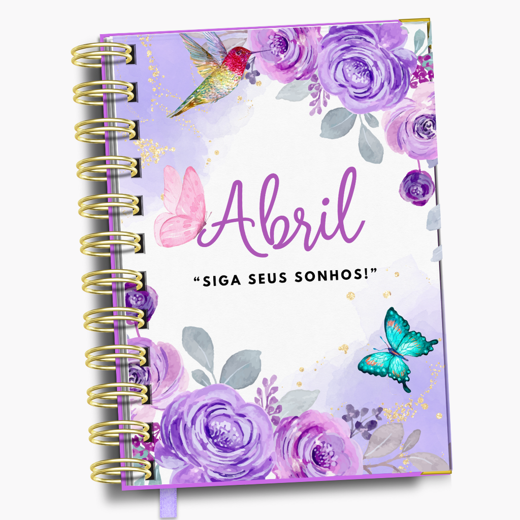 Agenda Diária Lilás Flores e Borboletas