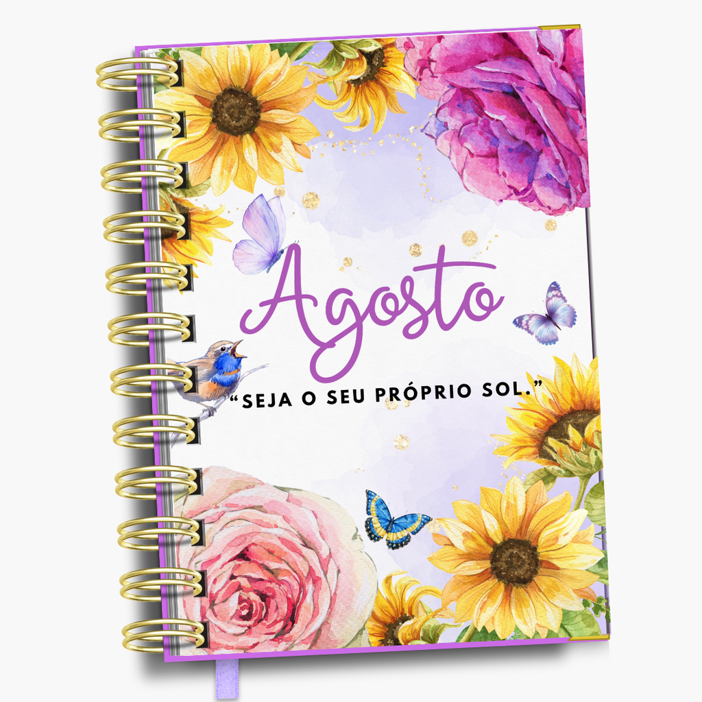 Agenda Diária Lilás Flores e Borboletas
