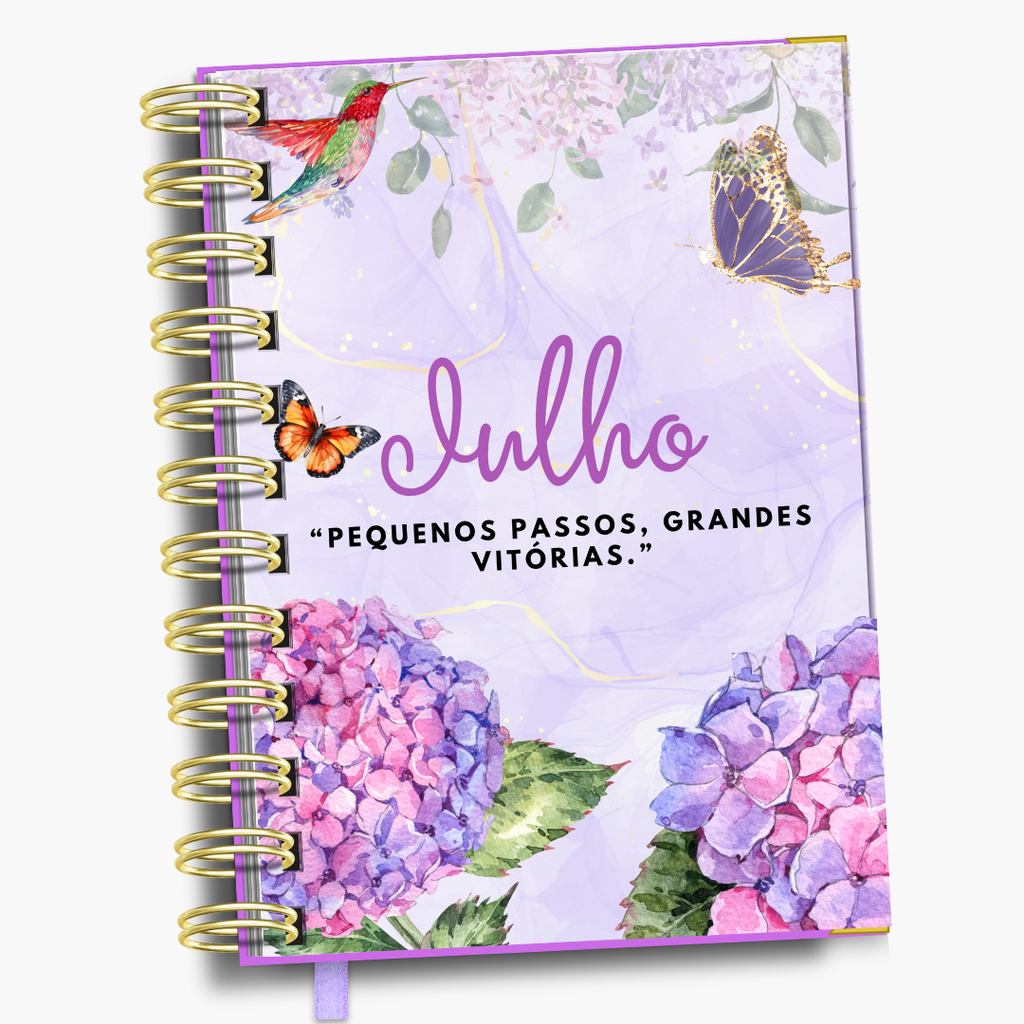 Agenda Diária Lilás Flores e Borboletas