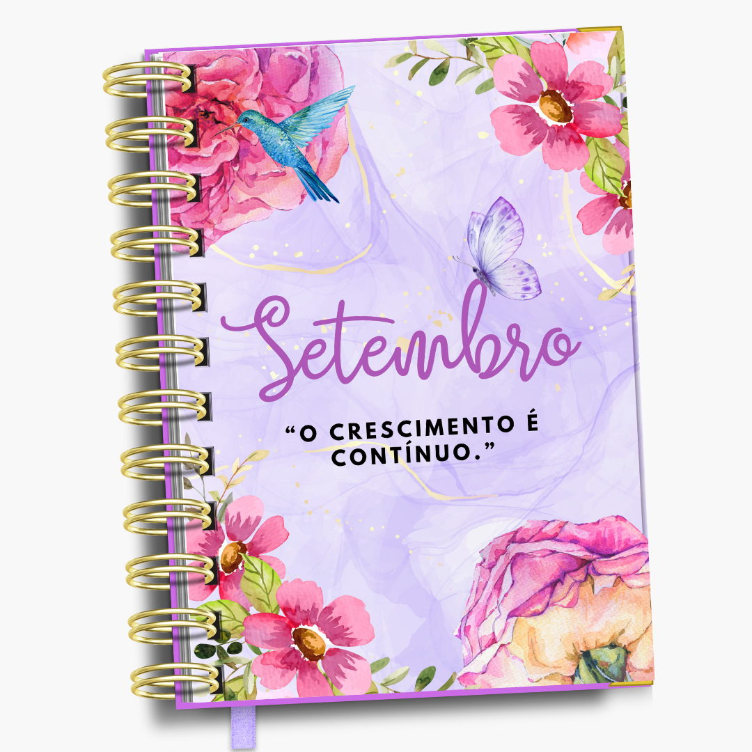 Agenda Diária Lilás Flores e Borboletas