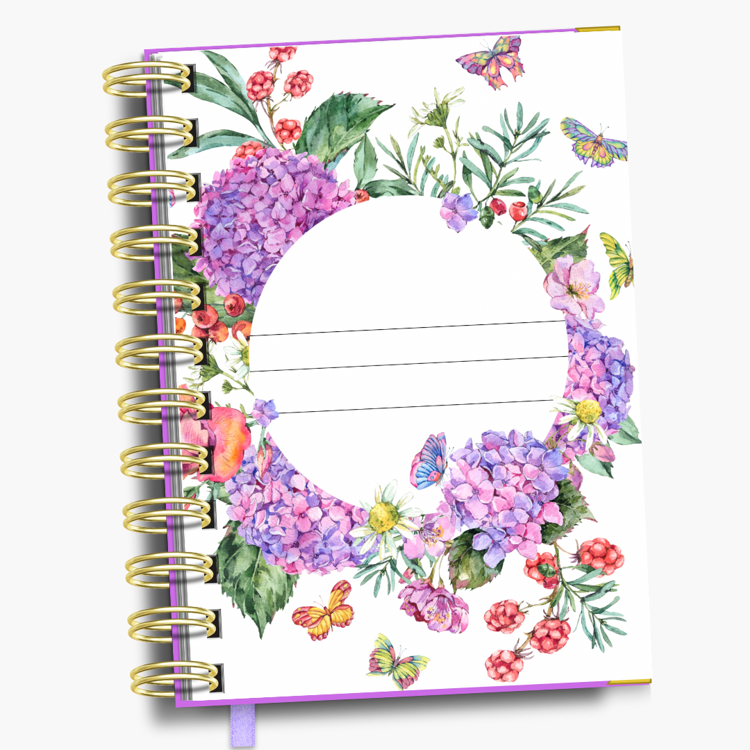 Agenda Diária Lilás Flores e Borboletas