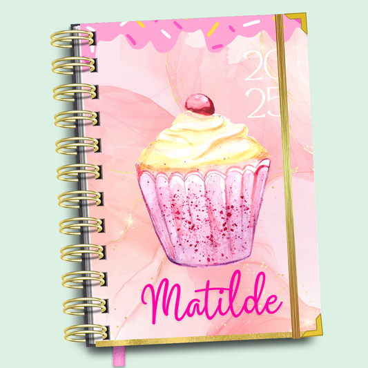 Agenda diária Pink Cake - Tema pastelaria bolos e doces