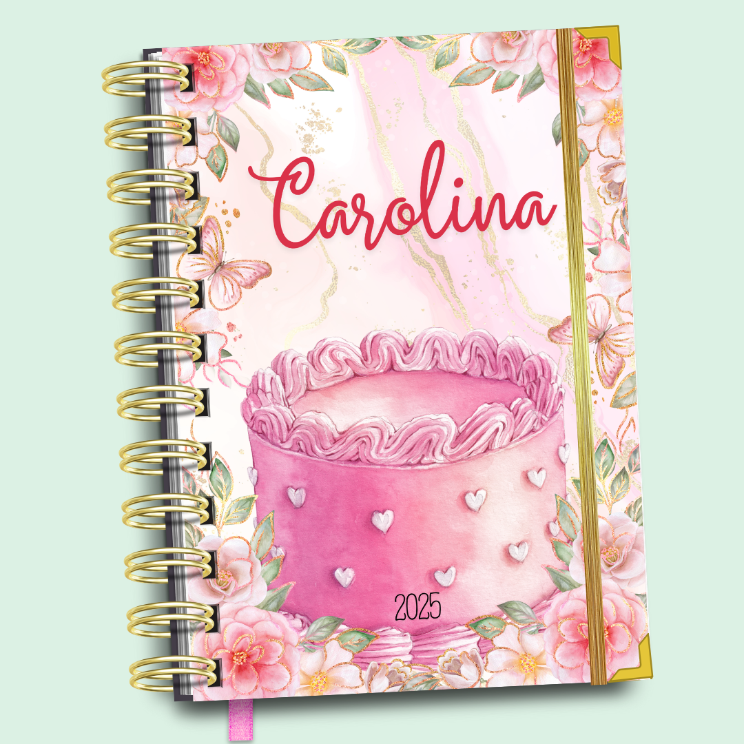 Agenda diária Pink Cake - Tema pastelaria bolos e doces