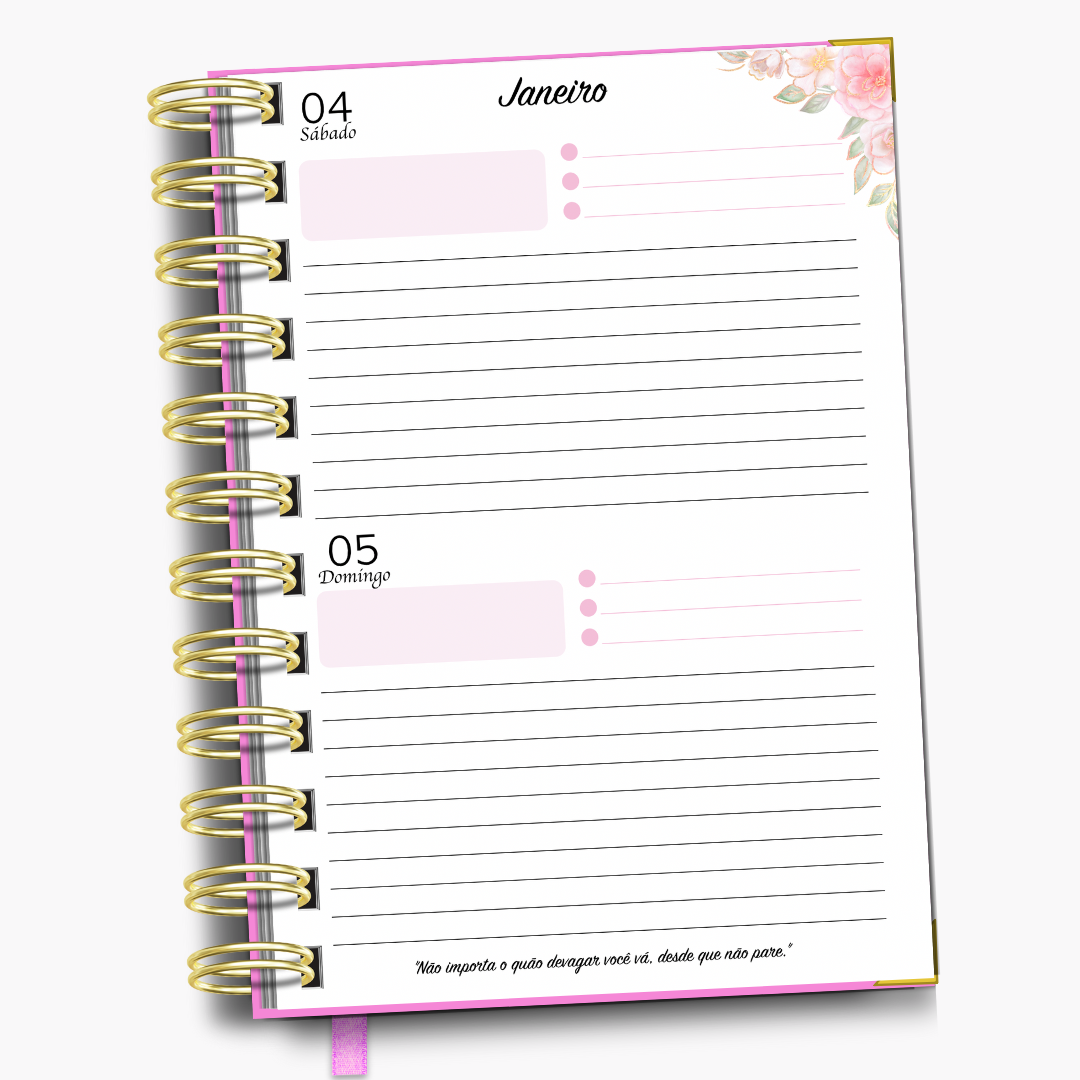 Agenda diária Pink Cake - Tema pastelaria bolos e doces