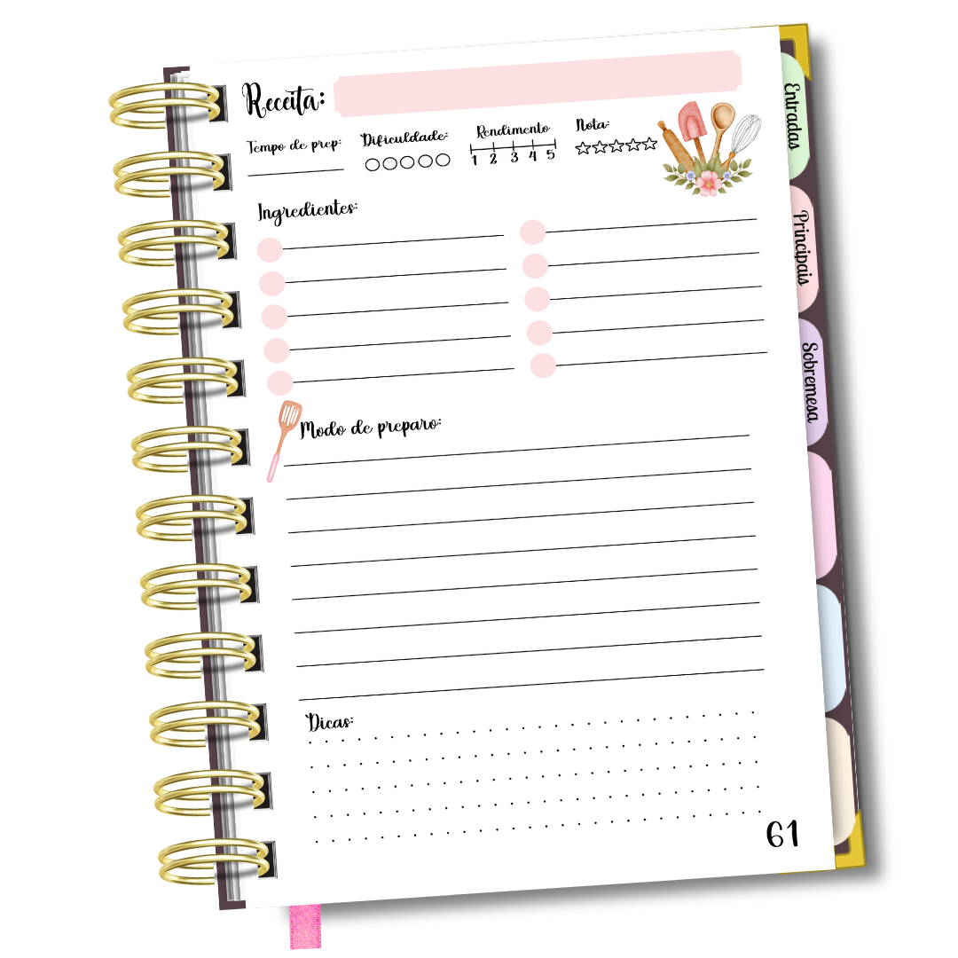 Caderno de Receitas Básico A Alegria de Cozinhar
