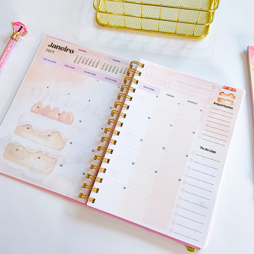 Agenda Tema Bolos Cake  2025 Semanal