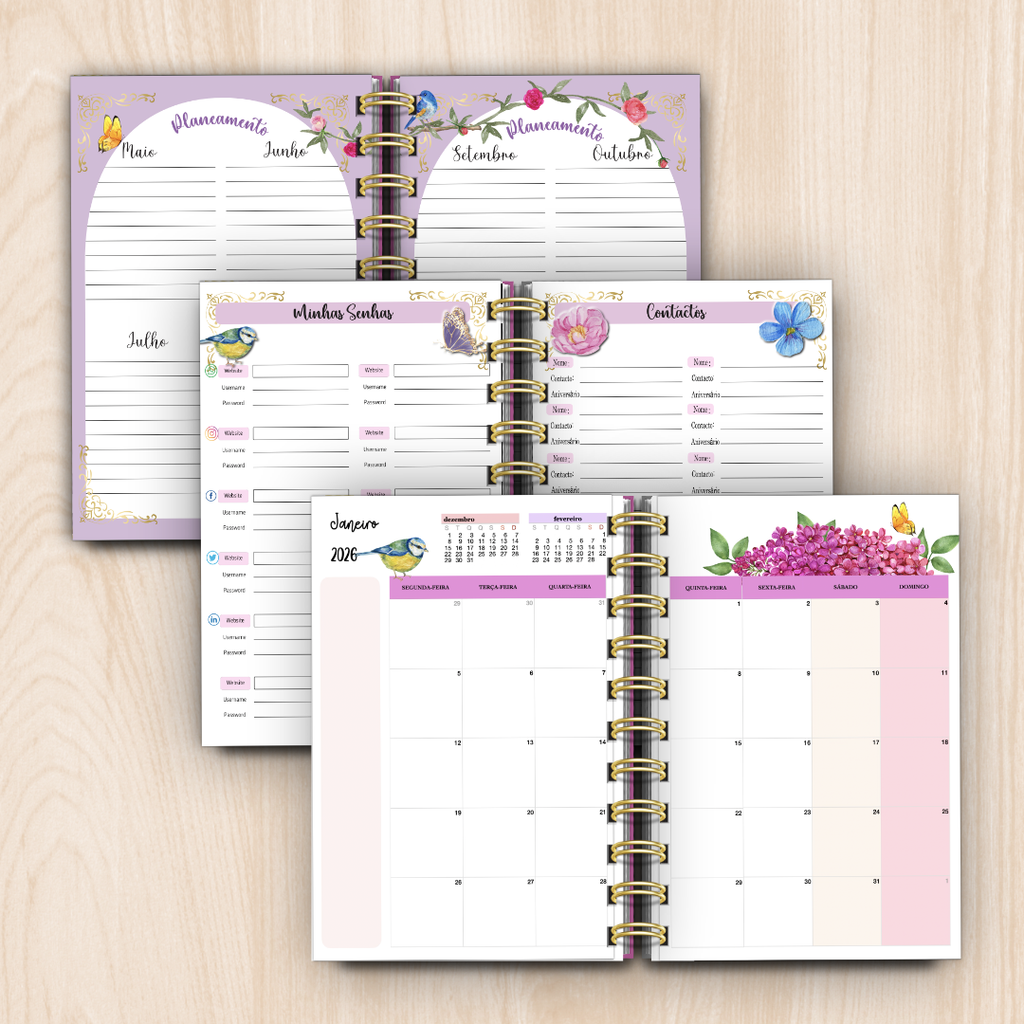 Agenda Diária Jardim Encantado (Mini A6) 2026 Sofia