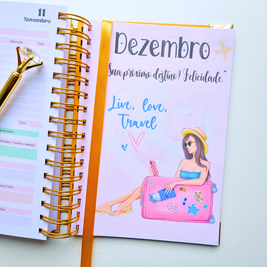 Agenda tema viagem Live, Love, Travel