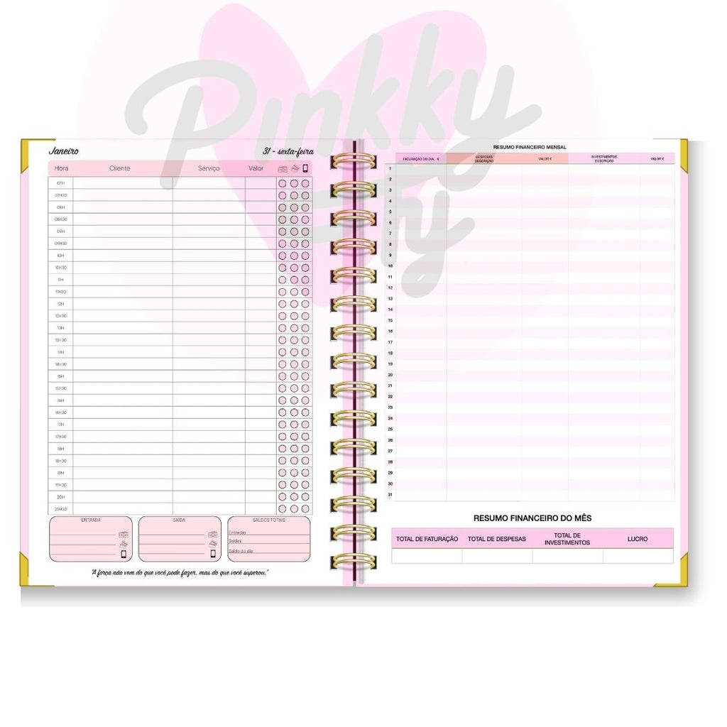 Agenda Nail Design 2025 (Marcações 1 dia p/ pág)