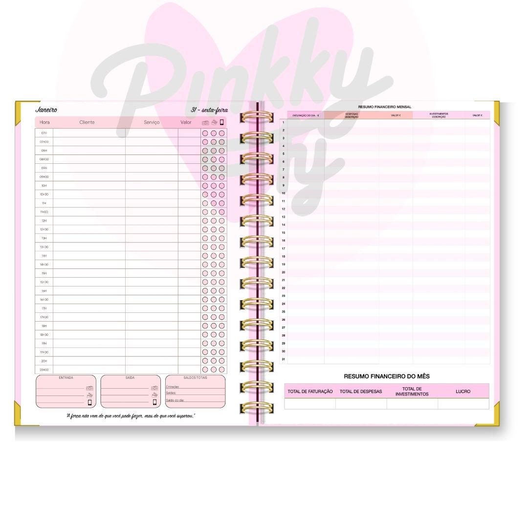 Agenda Nail Design 2025 (Marcações 1 dia p/ pág)