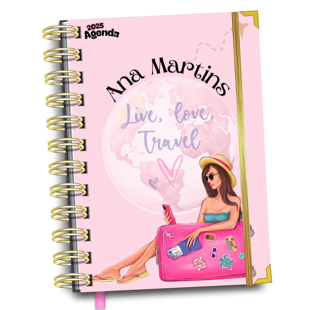 Agenda tema viagem Live, Love, Travel