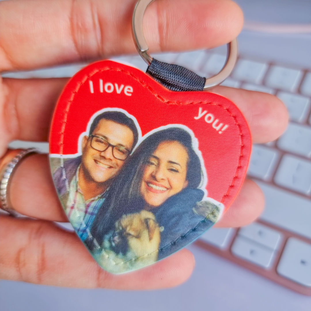 Porta-chaves coração em pele dia dos namorados