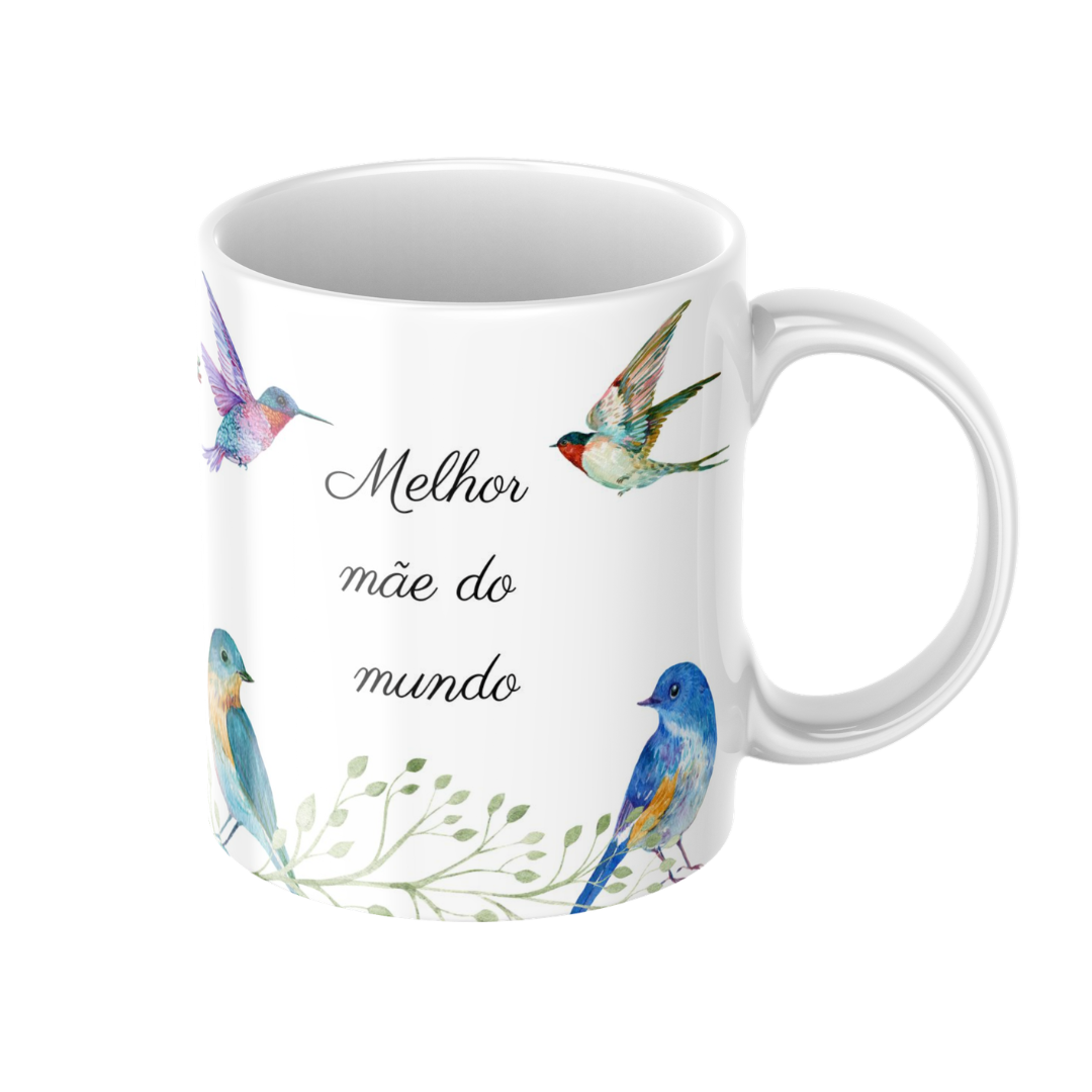 Caneca especial dia da mãe pássaros