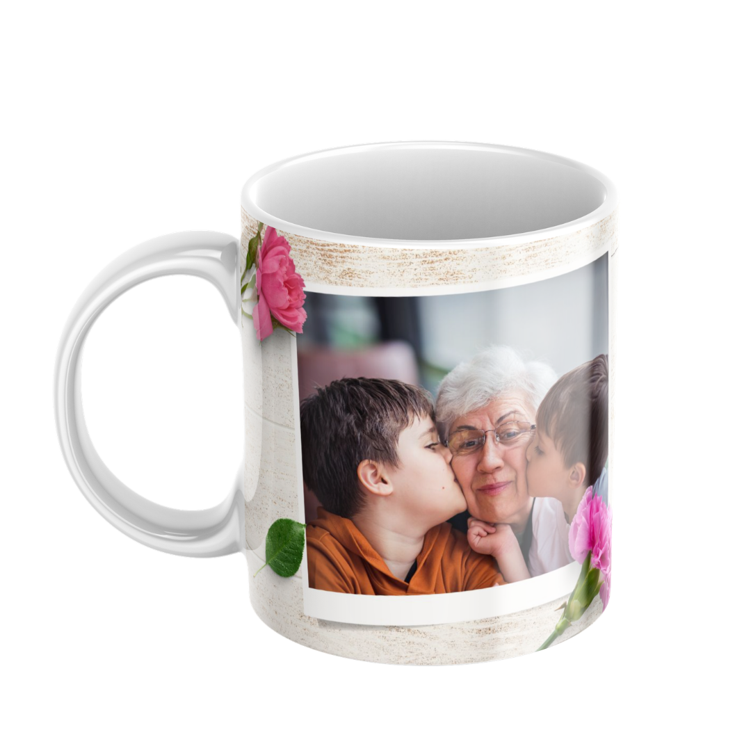 Caneca dia da mãe avó é mãe duas vezes personalizada com foto