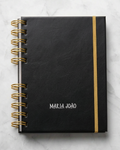 Agenda em Pele Ecológica Elegante e Minimalista Preto